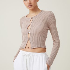 Sheer Rib Peekaboo Cardigan